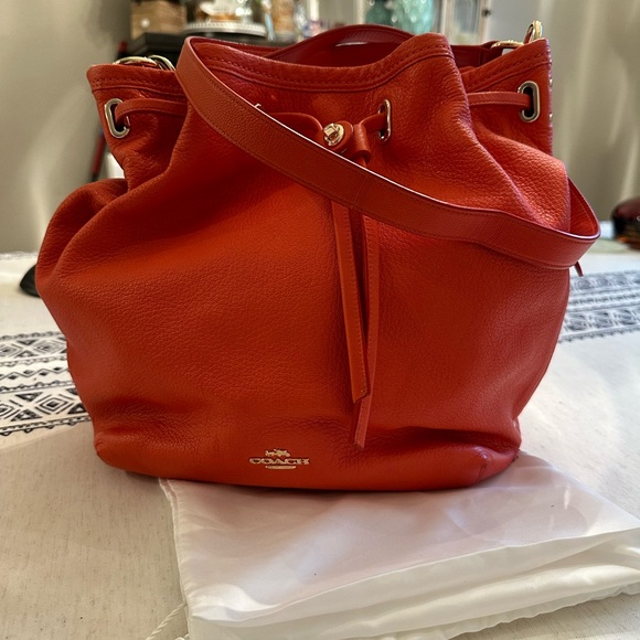 EUC COACH 34988 TURNLOCK TIE MATTE SOFT GRAIN LEATHER BUCKET SHOULDER BAG - Picture 15 of 15